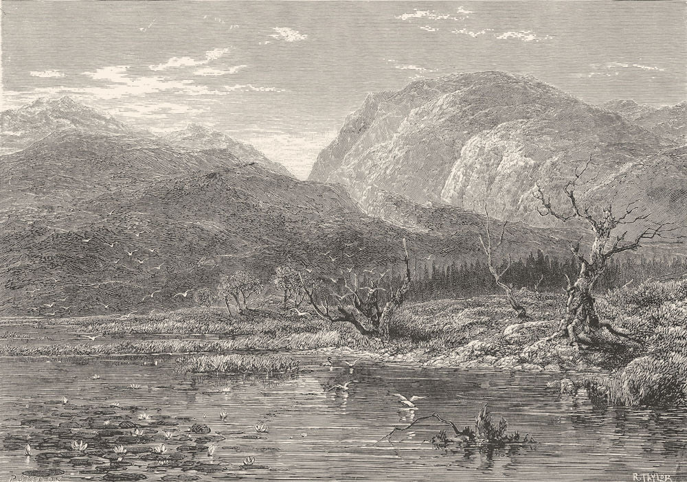 SCOTLAND. The Central Highlands. Loch Ruicht and Cairngorm c1886 old print
